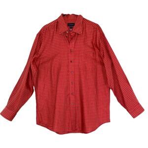 Scott Barber Red & Gold Checked Button Down 100% Cotton Shirt XL
